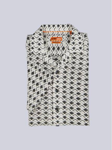 emilio adani Herren Kurzarm-Hemd in Crochét-Optik Naturweiss 40717