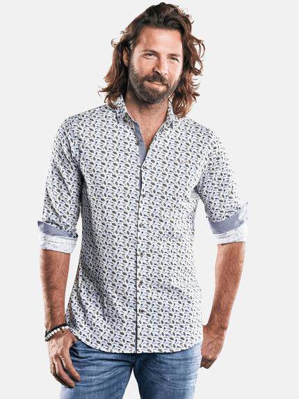emilio adani Hemd mit Minimal-Feder-Print Himmelblau