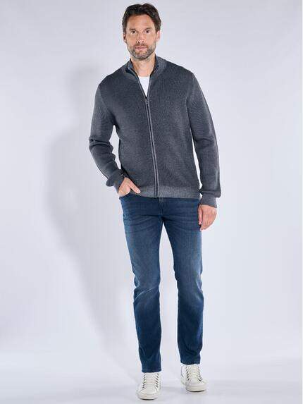 ENGBERS GERMANY Herren Strickjacke mit Merinowolle Grau 39951