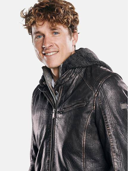 engbers Herren Lederjacke mit Strickkapuze Anthrazit 30216 engbers Herren Lederjacke mit Strickkapuze Anthrazit 30216
