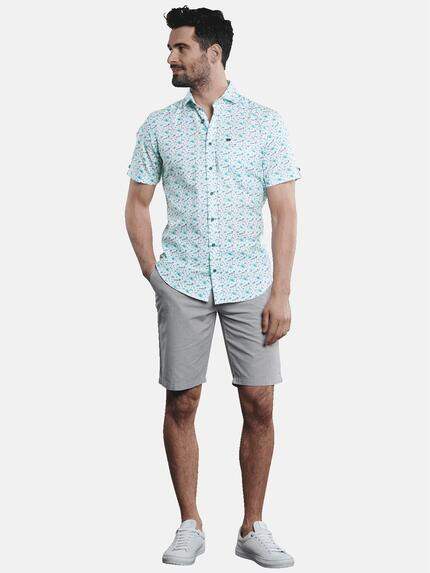 engbers Herren Kurzarm-Hemd gemustert Petrolgruen 31602