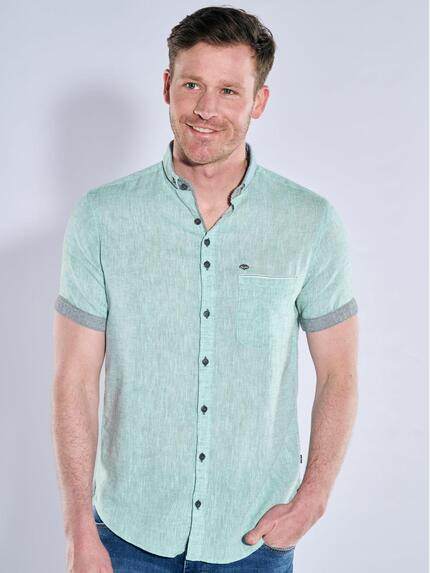 engbers Herren Kurzarm-Hemd mit Leinenanteil Dunkelgruen 38378 engbers Herren Kurzarm-Hemd mit Leinenanteil Dunkelgruen 38378