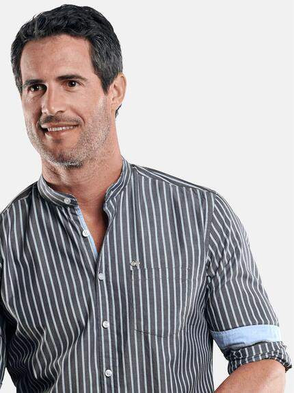 engbers Herren Gestreiftes Stehkragenhemd Saphirblau 29097 engbers Herren Gestreiftes Stehkragenhemd Saphirblau 29097