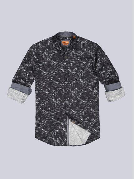 emilio adani Herren Langarm-Hemd mit digitalem All-Over-Print Schwarz 33337 emilio adani Herren Langarm-Hemd mit digitalem All-Over-Print Schwarz 33337