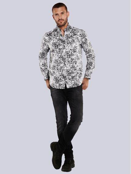 emilio adani Herren Langarm-Hemd gemustert Grau 35563 emilio adani Herren Langarm-Hemd gemustert Grau 35563