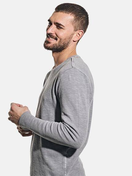 emilio adani Herren Rundhals Shirt Grau 30935 emilio adani Herren Rundhals Shirt Grau 30935