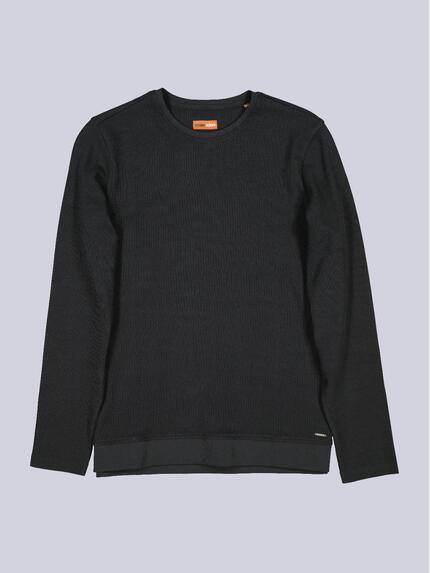 emilio adani Herren Modisches Langarm-Shirt Schwarz 40130