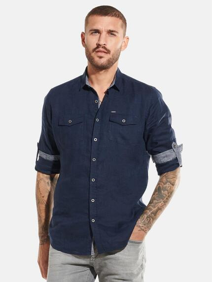 emilio adani Hemd langarm uni Marineblau