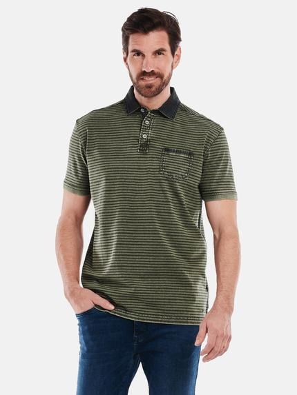 engbers Polo-Shirt gestreift Khaki