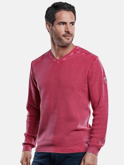 engbers Herren Baumwollpullover mit Rippstruktur Magenta 28949 engbers Herren Baumwollpullover mit Rippstruktur Magenta 28949