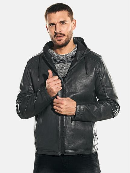 emilio adani Lederjacke in gebondeter Warenqualität Anthrazit