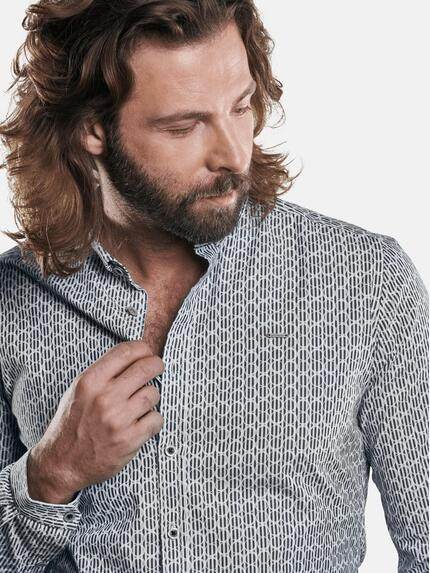 emilio adani Herren bedrucktes Hemd mit smarten Manschetten Blau 29324