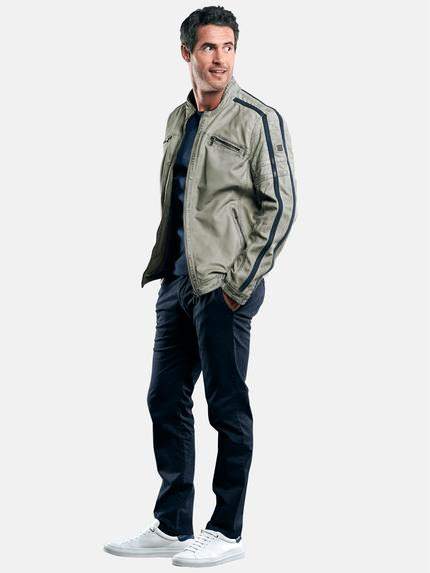 engbers Herren Bikerjacke mit Galonstreifen Silbergrau 29088