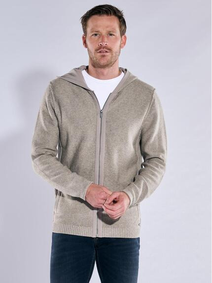 engbers Strickjacke mit Kapuze Silbergrau