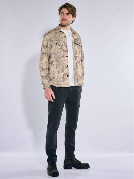 emilio adani Herren Overshirt mit floralem Muster Bordeaux 40984