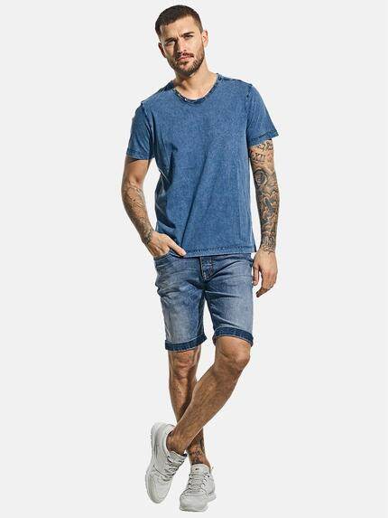 emilio adani Herren V-Neck T-Shirt aus super softem Baumwollmaterial Blau 30580 emilio adani Herren V-Neck T-Shirt aus super softem Baumwollmaterial Blau 30580
