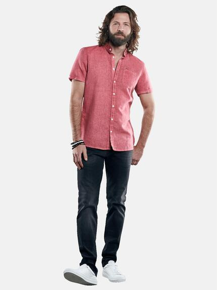 emilio adani Herren Sommerliches Halbleinenhemd Rot 29772 emilio adani Herren Sommerliches Halbleinenhemd Rot 29772