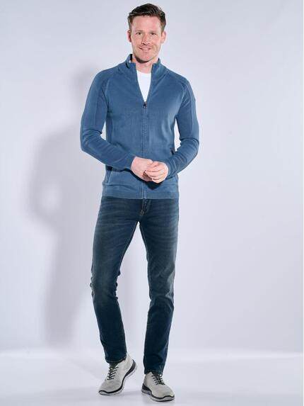engbers Herren Cardigan mit Troyerkragen Mittelblau 38533