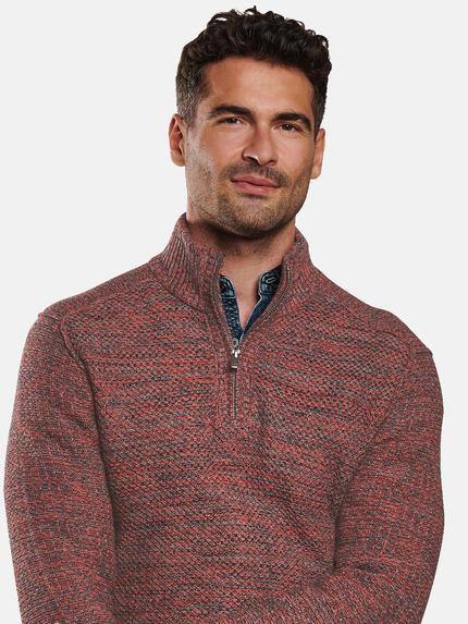 engbers Herren Troyer-Pullover mouliniert Dunkelorange 32036