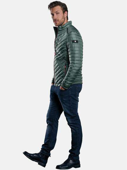 emilio adani Herren Sportive Steppjacke mit Kontrastzippern Grün 30018 emilio adani Herren Sportive Steppjacke mit Kontrastzippern Grün 30018