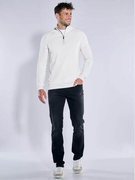 emilio adani Herren Pullover mit Troyerkragen Weiß 39234 emilio adani Herren Pullover mit Troyerkragen Weiß 39234