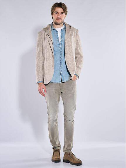 emilio adani Herren Sakko mit abnehmbarer Kapuze Beige 41087
