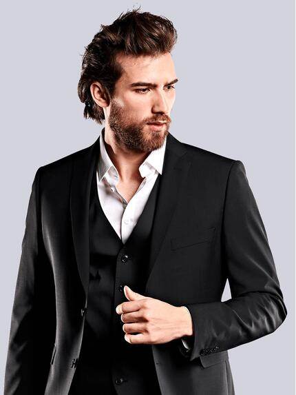 emilio adani Herren Anzug-Sakko Slim Fit Schwarz 33499
