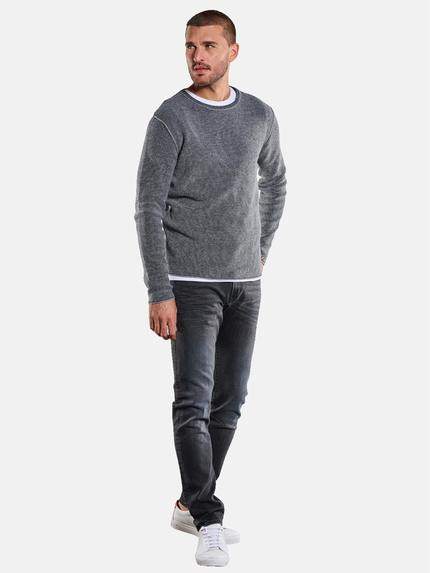 emilio adani Herren Rundhals Pullover Grau 33894