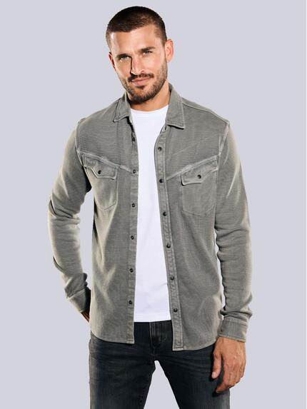 emilio adani Langarm-Shirt mit Polo-Kragen Grau