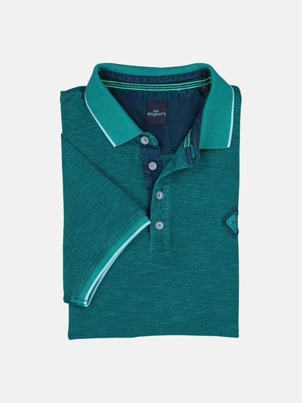 engbers T-Shirt mit Polo-Kragen Petrolgruen