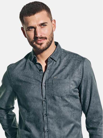 emilio adani Herren Hemd in Suede-Optik Grau 30555 emilio adani Herren Hemd in Suede-Optik Grau 30555