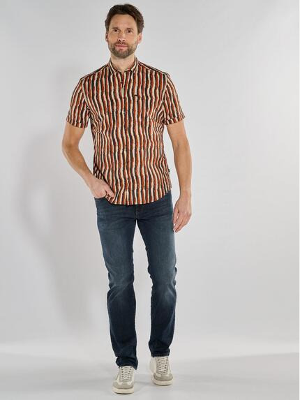 engbers Herren Kurzarm-Hemd gestreift Rostorange 36624 engbers Herren Kurzarm-Hemd gestreift Rostorange 36624