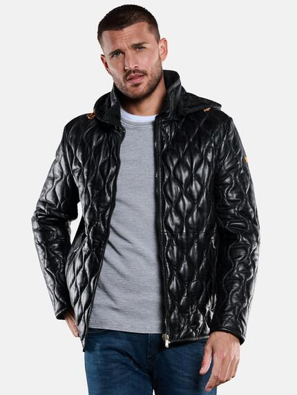 emilio adani Lederjacke mit neuer Steppvariante Schwarz