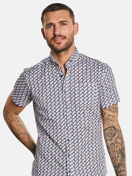 emilio adani Herren Kurzarm-Hemd gemustert Blau 32645 emilio adani Herren Kurzarm-Hemd gemustert Blau 32645