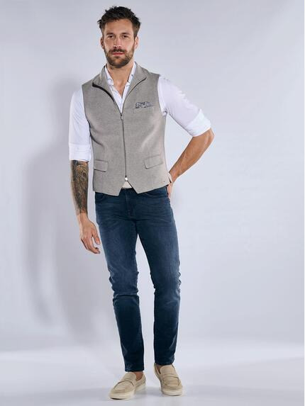 emilio adani Herren Sakko-Weste mit Zipper Braun 36523 emilio adani Herren Sakko-Weste mit Zipper Braun 36523