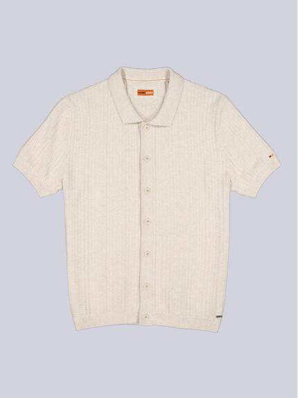 emilio adani Herren Strick-Polo mit Knopfleiste Beige 40557