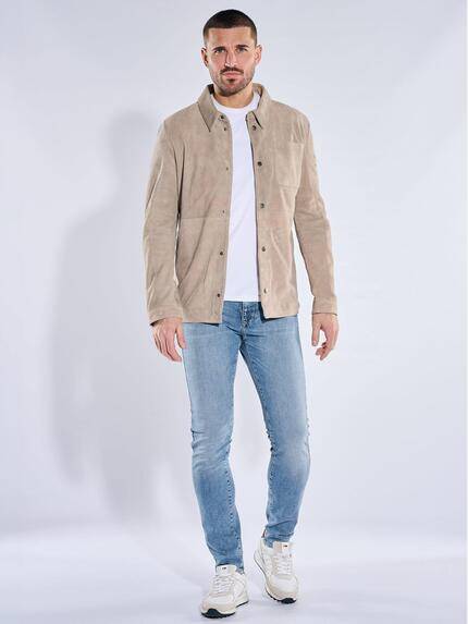 emilio adani Herren Lederjacke Beige 40401