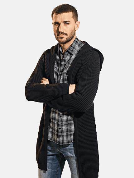 emilio adani Langer Strickcardigan mit Kapuze Schwarz
