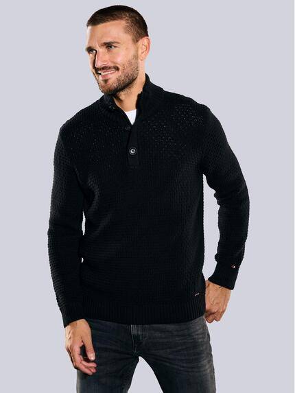 emilio adani Pullover Polokragen Schwarz