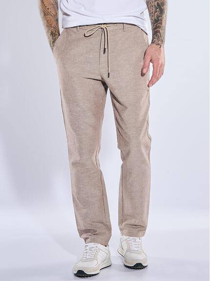 emilio adani Herren Anzug-Hose aus Leinen-Mix Hellbraun 40638