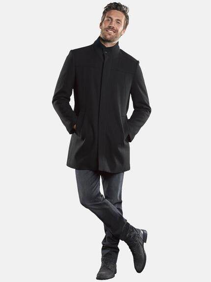 emilio adani Herren Mantel mit verdeckter Knopfleiste Schwarz 30223 emilio adani Herren Mantel mit verdeckter Knopfleiste Schwarz 30223