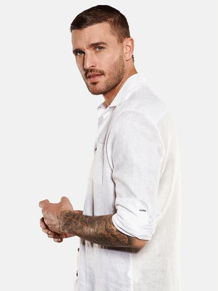 emilio adani Herren Langarm-Hemd aus Leinen Weiß 35035 emilio adani Herren Langarm-Hemd aus Leinen Weiß 35035
