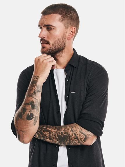 emilio adani Herren Langarm-Hemd in Jersey-Qualität Grau 32885