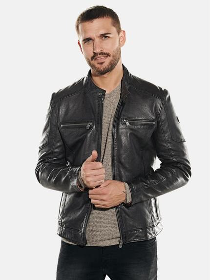 emilio adani Lederjacke Schwarz