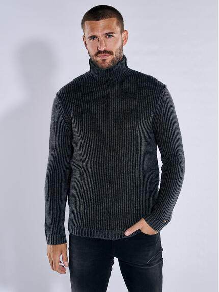 emilio adani Herren Pullover mit Rollkragen Schwarz 37980