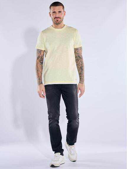 emilio adani Herren Rundhals T-Shirt Hellgelb 40648