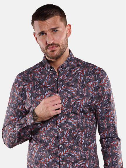 emilio adani Herren Langarm-Hemd mit All-Over-Print Rot 33346 emilio adani Herren Langarm-Hemd mit All-Over-Print Rot 33346