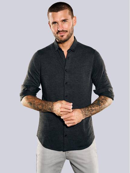 emilio adani Langarm-Hemd aus Jersey Anthrazit