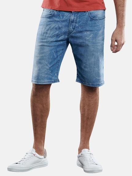 emilio adani Modische Denim Shorts mit coolem Laserprint Taubenblau