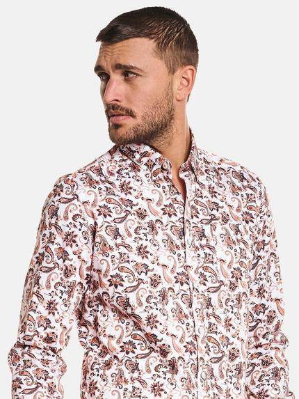 emilio adani Herren Langarm-Hemd mit Paisley-Print Orange 32639 emilio adani Herren Langarm-Hemd mit Paisley-Print Orange 32639